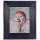 AN UNUSUAL ART DECO OIL ON BOARD by Armand Henrion (1875-1958). Image 13 cm x 16 cm.