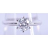 AN 18CT WHITE GOLD 0.8CT SOLITAIRE DIAMOND RING. 2.7 grams. P.