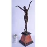 A LARGE BRONZE DANCER. 52 cm high.