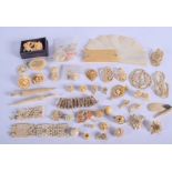 ASSORTED ANTIQUE IVORY JEWELLERY etc. 280 grams. (qty)