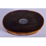 AN ANTIQUE TWO HORN SNUFF BOX. 6.5 cm x 3.5 cm.