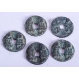 FIVE CHINESE COINS. (5)