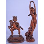 TWO EROTIC FIGURES. 24 cm & 15 cm high. (2)