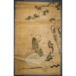 CHINESE SCHOOL (early 20th century) UNFRAMED WATERCOLOUR PAINTING, a buddha with children in a land