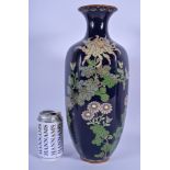 A LARGE 19TH CENTURY JAPANESE MEIJI PERIOD CLOISONNÉ ENAMEL VASE decorated with foliage. 37 cm high