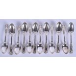 AN UNUSUAL SET OF TWELVE VICTORIAN SILVER SPOONS. 13.7 oz. (12)