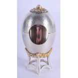 A 1980S SILVER AND PEARL EGG. London 1983. 2.3 oz. 8 cm high.