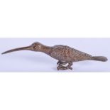 A JAPANESE BRONZE BIRD. 13 cm long.