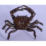 A JAPANESE BRONZE CRAB OKIMONO. 11 cm x 8.5 cm.