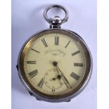 AN ANTIQUE SILVER POCKET WATCH. 4.75 cm wide.