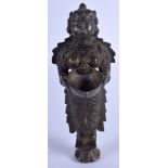 AN 18TH/19TH CENTURY INDIAN BRONZE BUDDHISTIC DEITY modelled holding an open bowl. 20 cm x 5 cm.