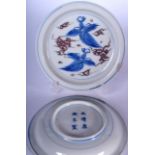 A PAIR OF CHINESE BLUE AND WHITE PORCELAIN SAUCERS BEARING KANGXI MARKS, painted with the phoenix b