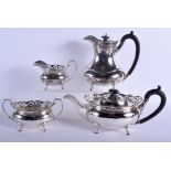 A FOUR PIECE SILVER COFFEE SET. Birmingham 1967. 62 oz. Largest 24 cm x 17 cm. (4)