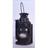 A RARE ANTIQUE LMS RAILWAY LAMP, “The Adlake Non Sweating Lamp”. 47 cm high to handle.
