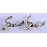 AN UNUSUAL PAIR OF CONTINENTAL SILVER SPURS decorated with gem stones. 2.4 oz. 7 cm x 8.5 cm.