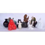 A COLLECTION OF CHINESE FIGURES, together with a money box, eastern carving etc. (qty)