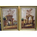 ITALIAN SCHOOL (early 20th century) FRAMED PAIR OIL ON CAVASS, landscape scenes. 37.5 cm x 24 cm.