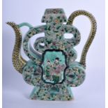 A LARGE 19TH CENTURY CHINESE FAMILLE VERTE S TEAPOT AND COVER Kangxi style, painted with foliage an