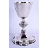 AN ANTIQUE SILVER PLATED COMMUNION CUP. 22 cm x 11 cm.