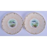 Wedgwood rare pair of fish painted plates depicting a Roach and a Grayling and signed by J. Hodgkis