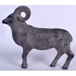 A RARE BACTRIAN CARVED STONE FIGURE OF A RAM, formed standing. 23 cm wide.