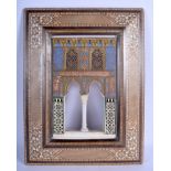 A 1920S SPANISH ORIENTALIST WOOD AND STUCCO ISLAMIC FRAME Rafeal Rus Workshop. 24 cm x 32 cm.