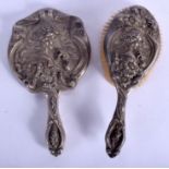 TWO ART NOUVEAU SILVER MAIDEN MIRRORS. Birmingham 1904. 25 cm long.