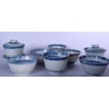 A QUANTITY OF 20TH CENTURY CHINESE BLUE AND WHITE PORCELAIN, rice bowls and covers etc. (qty)