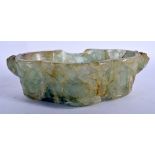 A 19TH CENTURY CHINESE CARVED GREEN QUARTZ BRUSH WASHER. 19 cm x 9 cm.