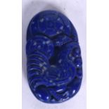 A CHINESE CARVED LAPIS BOULDER, forming a chicken, 20th century. 5 cm long.