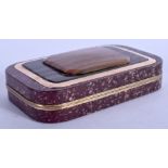 A FINE 18TH/19TH CENTURY EUROPEAN GOLD AND PORPHYRY SNUFF BOX possibly Swedish, with wonderful colo