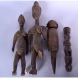FOUR AFRICAN CARVED FIGURES, varying form. Largest 49 cm. (4)