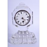 A REGENCY CUT CRYSTAL GLASS CLOCK. 13 cm x 7 cm.