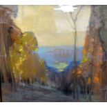 LEONARD RICHMOND (1889-1965) FRAMED PASTEL, signed & dated 1919, landscape scene.53.5 cm x 59 cm.
