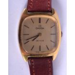 AN OMEGA GOLD PLATED DE VILLE WRISTWATCH. 2.25 cm wide.