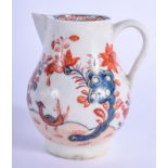 18th c. Lowestoft sparrow beak jug painted with the Two Bird pattern. 7.5cm high