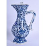 A RARE 17TH CENTURY CHINESE BLUE AND WHITE 'PERSIAN MARKET' EWER AND COVER Kangxi, painted with fol