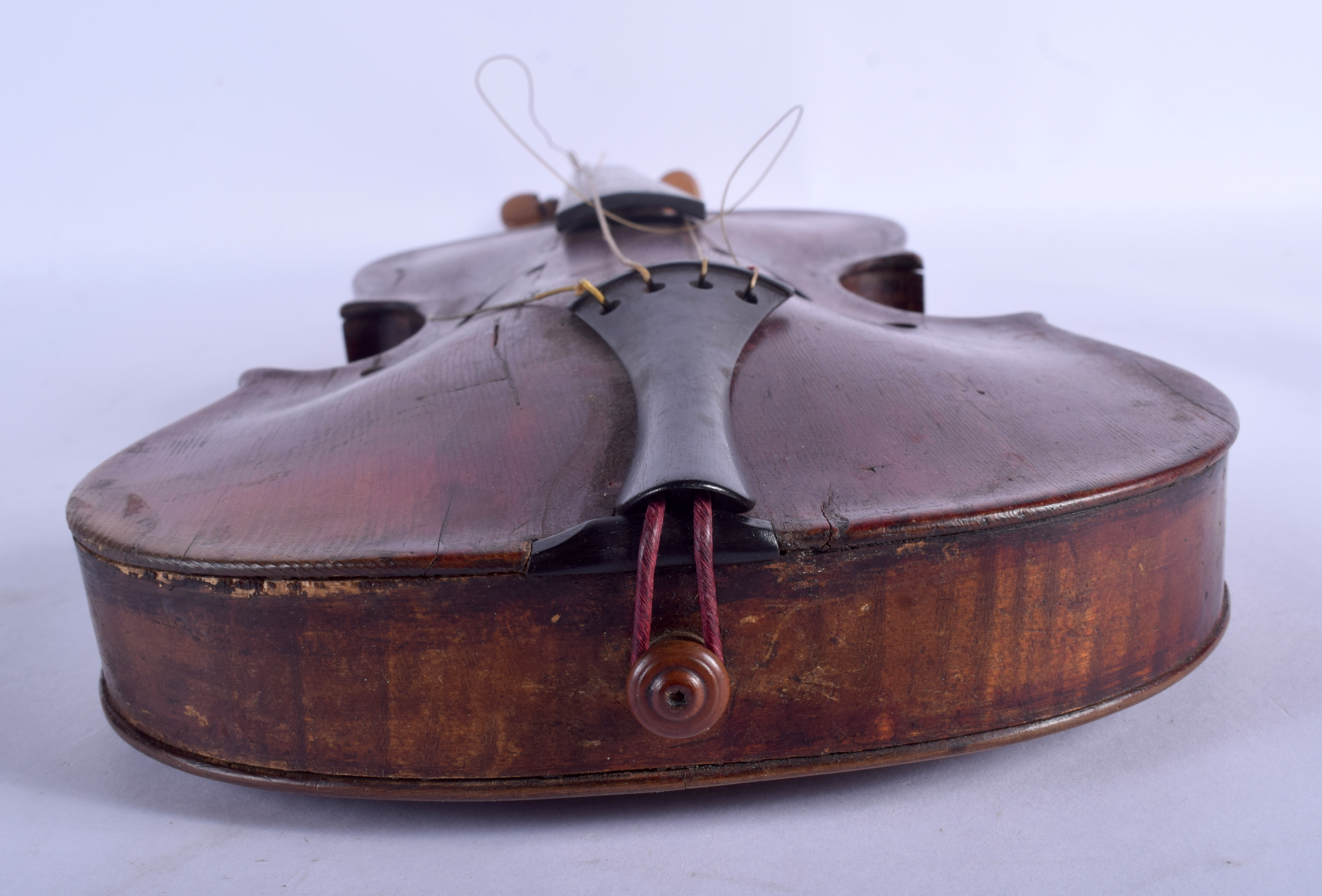 A VINTAGE TWO PIECE BACK VIOLIN together with another within a case. 64 cm long. (3) - Image 7 of 23