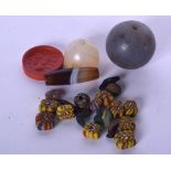 A GROUP OF ANTIQUE BEADS, varying form. (qty)