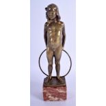 A LOVELY ART DECO BRONZE FIGURE OF A STANDING HOOP DANCER by Rudolf Kaesbach (1873-1955). 24 cm hig