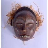 AN AFRICAN TRIBAL LWENA SHABA TRIBAL MASK. 15 cm x 15 cm.