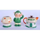 A RARE ART DECO SHELLEY MABEL LUCIE ATTWELL TEASET in the form of a standing pixie. Largest 16 cm x