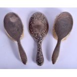 THREE SILVER DRESSING TABLE BRUSHES & MIRRORS. (3)