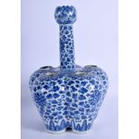 AN 18TH CENTURY CHINESE BLUE AND WHITE 'PERSIAN MARKET' POSY TULIP VASE Qianlong, painted with flor