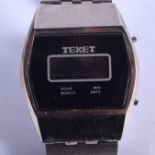 A RETRO TEXET STAINLESS STEEL BOXED WRISTWATCH. 3.25 cm wide.