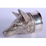 A LOVELY ENGLISH SILVER HUNTING FOX HEAD STIRRUP CUP. London 2019. 18.2 oz. 14 cm x 10 cm.