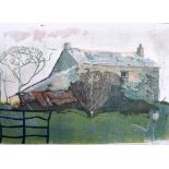 BOB DEVEREUX (b.1940) FRAMED LITHOGRAPH, “The House On The Hill”, 25/62 signed & dated 1975. 23.5 c