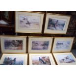 AFTER ARCHIBALD THORBURN (1860-1935) FRAMED SET EIGHT PRINTS, bird studies 27 cm x 45 cm.