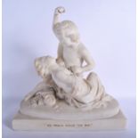A LOVELY MID 19TH CENTURY ENGLISH CARVED MARBLE FIGURAL GROUP by Felix Martin Miller (Active 1842-1