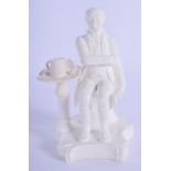 Early 19th c. Minton figure of a Chelsea pensioner seated at a table, incised marks to base. 12cm h